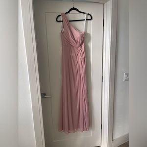 A-Line One Shoulder Mesh Floor-Length Dress